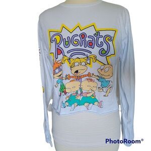 WHITE RUGRATS CROPPED LONG SLEEVE SHIRT - M